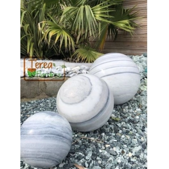 SPHERE MARBRE BLANC VEINE NOIR DIAM 50CM
