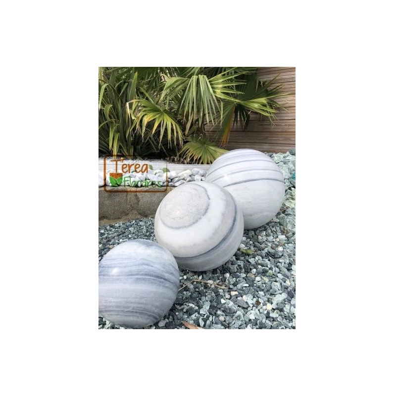 SPHERE MARBRE BLANC VEINE NOIR DIAM 50CM
