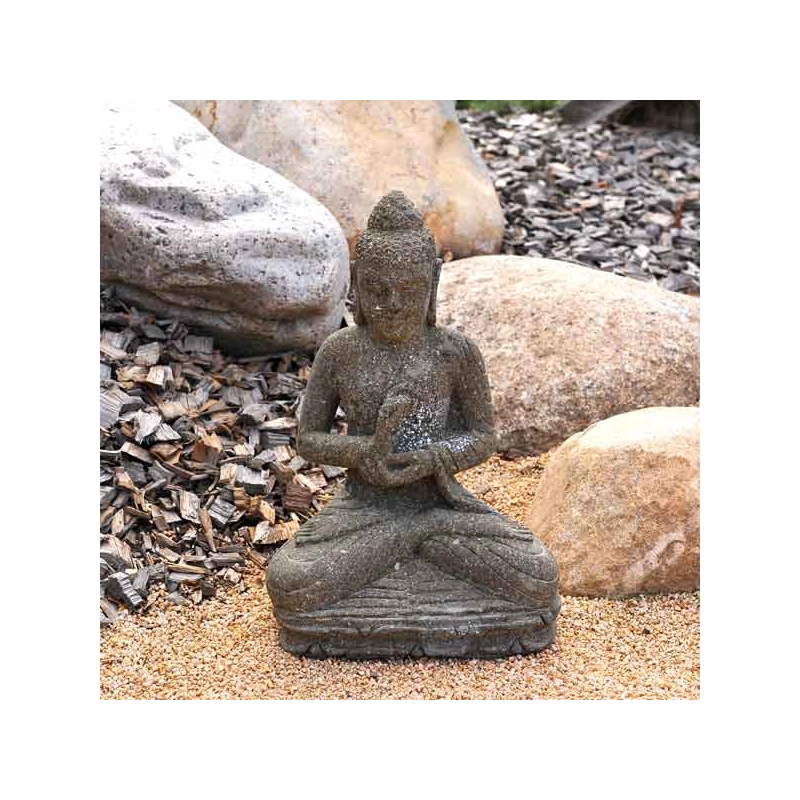 STATUE BOUDDHA ASSIS CHAKRA 45CM SCULPTE MAIN