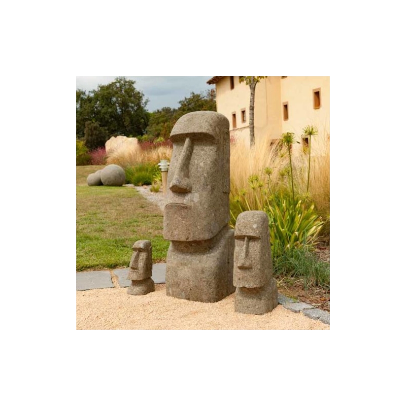 STATUE MOAI HAUTEUR 30CM SCULPTE MAIN