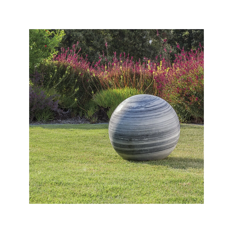 SPHERE MARBRE BLANC VEINE NOIR DIAM 20CM