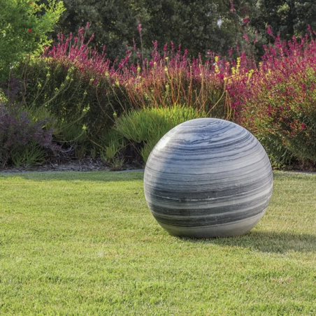 SPHERE MARBRE BLANC VEINE NOIR DIAM 20CM