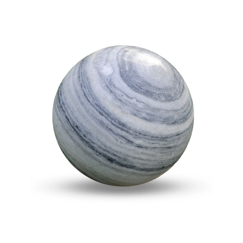 SPHERE MARBRE BLANC VEINE NOIR DIAM 40CM