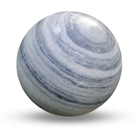 SPHERE MARBRE BLANC VEINE NOIR DIAM 40CM