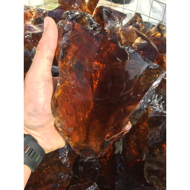 BLOC DE VERRE AMBRE 70/120MM